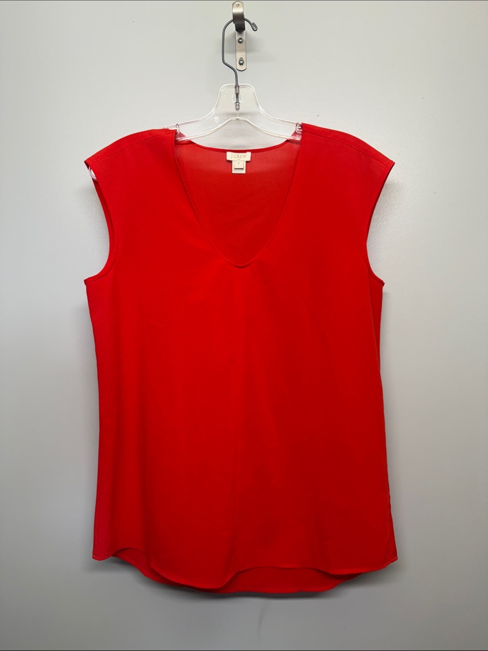 J. Crew Bright Red Sleeveless V-Neck Lightweight Top